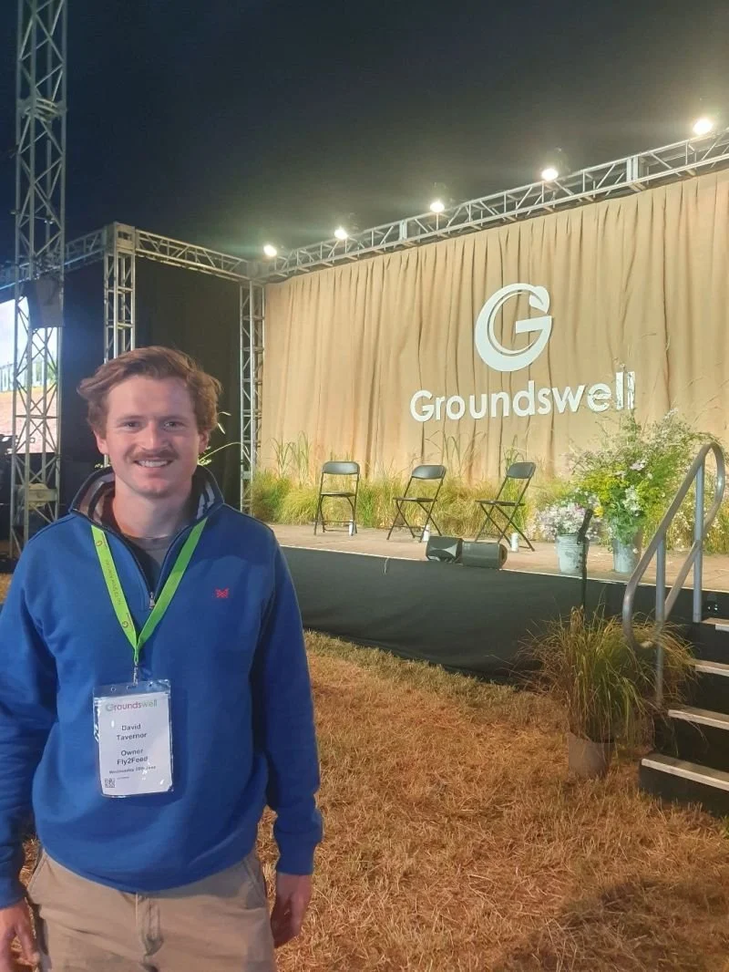 Fly2Feed founder David Tavernor at Groundswell Farm - the festival for regenerative agriculture